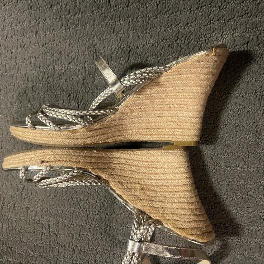 Michael Kors Gold Braided Wedge Sandals - Picture 3 of 7